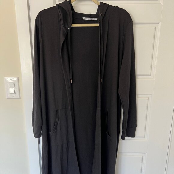 EUC - Large- Black - Long Hooded Cardigan (Casual), - Picture 1 of 3